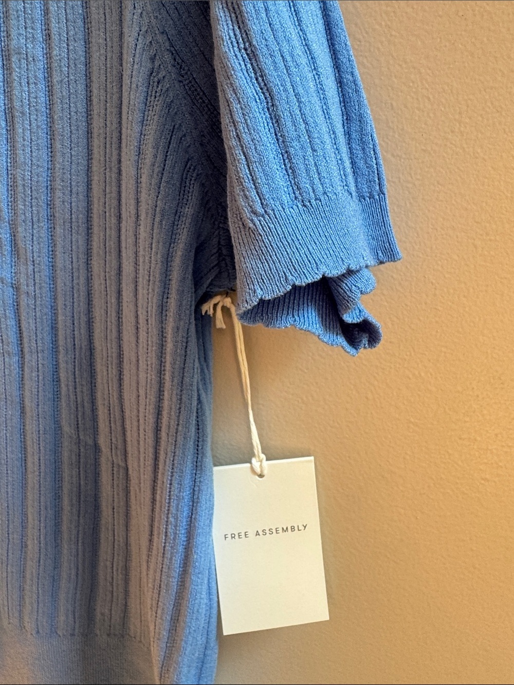 Free Assembly Fine Ribbed V-Neck Button Cardigan - Blue - Picture 3 of 7